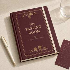 Diario di Degustazione Vini LABON Personalizzato A5, Copertina Rigida Stile <span class=keywords><strong>Borgogna</strong></span> con Lamina Dorata, Note di Degustazione, Aroma, Valutazione Vintage e Nastro - Product Image 2