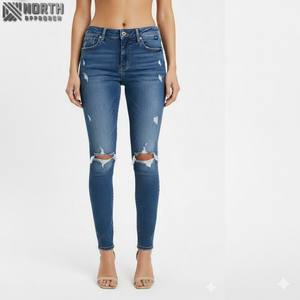 Jeans en denim délavé pour homme, nouvelle collection 2025, haute qualité, logo personnalisé, coupe droite, hiver, uni, séchage rapide - Product Image 1