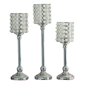 Hot Party Décoratif En Métal Cristal Perlé Bougeoir Titulaire De Table De Mariage Décoratif En Métal Designer À La Main Bougeoir - Product Image 1