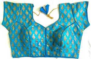 Blusa de seda banarasi, blusa con diseño abierto en la parte delantera, sin gancho en esta blusa, blusa con cuello redondo - Product Image 4