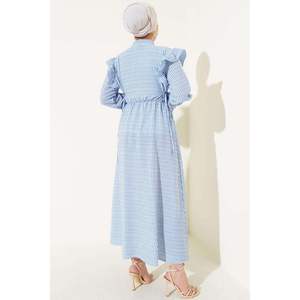 Robe en seersucker rayée à épaules et à volants Indigo - Product Image 4