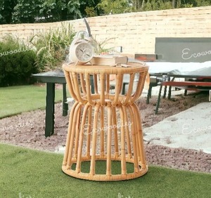 Unique Natural Rattan Bamboo Round Stool Outdoor Rattan Bar Stool Brown Customize Size for Home Furniture Bone Inlay Console - Product Image 6