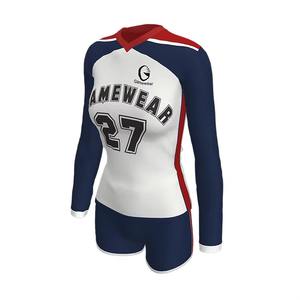 Conjunto de uniforme de voleibol de manga completa para mujer, uniforme personalizado de equipo, estampado por sublimación, uniforme transpirable de poliéster - Product Image 3