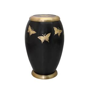 HHO-Urna conmemorativa de latón negro azulado monarca para adultos, contenedores de cenizas personalizados con Corazón dorado grabado para funerales - Product Image 3
