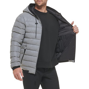 Veste à capuche matelassée pour hommes avec col haut vêtements d'extérieur d'hiver matelassés thermiques chauds pour hommes - Product Image 3