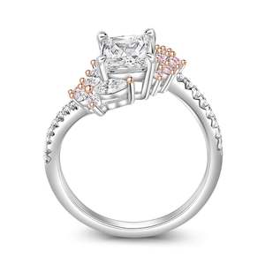 Jeulia 18K Gold Plated Sterling <b>Silver</b> <b>Emerald</b> Cut Bypass Flower Butterfly Engagement <b>Ring</b> - Product Image 3