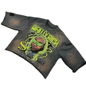 Camiseta de Algodón Grueso Personalizada con Estampado de Dibujos Animados, Manga Tres Cuartos, Estilo Urbano - Product Image 3