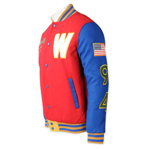 Directo de fábrica al por mayor personalizado Varsity Bomber chaqueta de diseño con Letterman cuello con capucha precio barato nueva condición de tela - Product Image 1