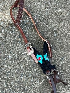 Juego de tachuelas de cuero occidental de primera calidad, juego de brida y cuello de pecho para montar a caballo duradero para entrenamiento diario y uso en ranchos - Product Image 3