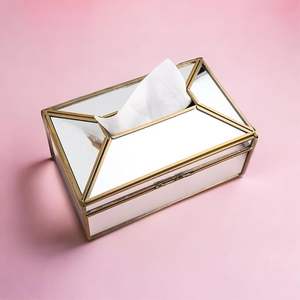 <b>Glass</b> Tissue <b>Box</b> Made of Brass and <b>Glass</b> for Home Decoration Office Decoration - Product Image 4