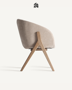 Chaise de salle à manger Velmoria en teck massif artisanal, mobilier de salle à manger moderne de qualité supérieure, luxe avec revêtement en microfibre - Product Image 3