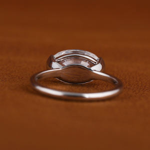 14KT or blanc 3.5 CT ovale coupe bague de fiançailles Style classique laboratoire cultivé diamant lunette réglage IGI certificat bijoux - Product Image 3