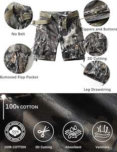 กางเกงขาสั้นคาร์โก้นุ่มลายพรางสำหรับผู้ชายกระเป๋าอเนกประสงค์พิมพ์โลโก้ตามสั่ง - Product Image 3