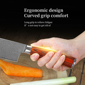 Venta al por mayor pedidos a granel personalizados OEM ODM servicio profesional Damasco cuchillo de Chef de carne japonés con mango de madera Pakka hoja fija - Product Image 6