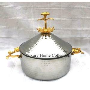 Juego de calentadores de alimentos hechos en cobre de 3 mesas de comedor decorativas para bodas y hoteles y ollas calientes de la colección Luxury Home - Product Image 3