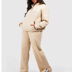 Top Selling 100% Cotton Made Long Sleeve New Streetwear Style <b>Men</b> Half Zipper Tracksuit Comfortable Fit Two Piece Tracksuit - Product Image 1