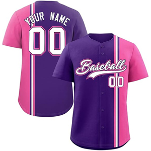 Hauts de softball imprimés à rayures personnalisés Maillot de baseball cousu sur mesure Maillot de baseball à manches courtes pour hommes - Product Image 1
