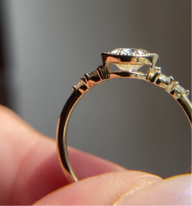 Bague de fiançailles Moissanite ovale 8*6mm 1.50 ct 925 argent serti de lunette 10K or jaune massif alliance perle d'or à la mode - Product Image 6