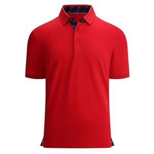 เสื้อยืดโปโลแขนสั้นผ้าโพลีเอสเตอร์สีพื้นสำหรับผู้ชายปักโลโก้แบรนด์ตามสั่ง100% - Product Image 1