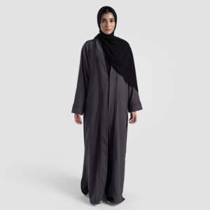 Abaya Aveline de Silueta Recta con Pliegues en Color Carbón - Product Image 1