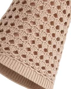 Manufacturer Customized Beige Crochet Knit Cropped Sweater <b>Women</b> Openwork Flare Sleeve Lightweight Summer Fashion Top - Product Image 5