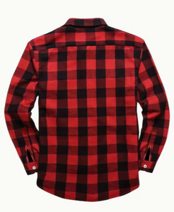 Red Black Buffalo Plaid <b>Flannel</b> Shirt Long Sleeve Cotton Polyester Motorcycle <b>Jacket</b> OEM Unisex Adult Apparel - Product Image 5