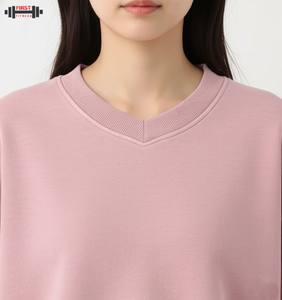 Sudadera con Capucha de Invierno, Estilo Urbano, Gruesa, Corta, Holgada, de Poliéster/Algodón, con Logotipo Personalizado, Estampado en Relieve, Cuello en V, 2 Piezas, Precio de Fábrica - Product Image 4