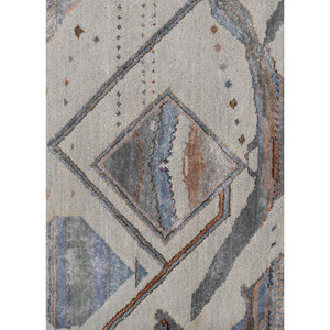 Tapis en laine et soie de bambou noué à la main Manchaha Les-2734 bleu pour usage domestique - Product Image 3