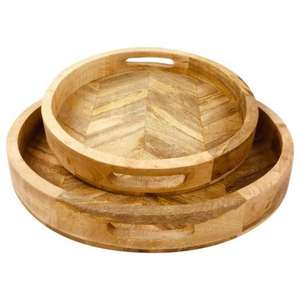 Ensemble de 2 plateaux de service en bois classique pur avec une qualité et des matériaux extra premium à très bon prix - Product Image 6