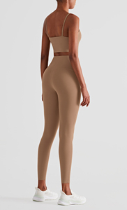 Conjunto de Yoga elástico Reversible para mujer, logotipo personalizado, transpirable, sin costuras, Color sólido, gimnasio, Fitness, sujetador, mallas, ropa para correr - Product Image 4