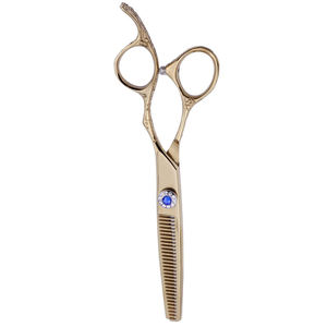 Tijera para adelgazar el cabello para salón de belleza, hoja recta afilada, 32 dientes, apósitos para el cabello, Tijera con reposapiés y tornillo elegante - Product Image 5