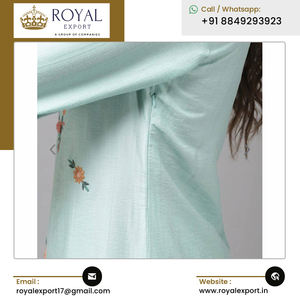 Wedding and Party Wear Fashion New Designer <b>Top</b> Quality Bulk Supply Embroidered Pattern Rayon Slub <b>Kurti</b> Set - Product Image 5