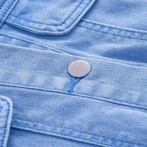 Chaqueta vaquera de manga corta para mujer de alta calidad con cuello vuelto Tela de punto transpirable Personalización gratuita - Product Image 3