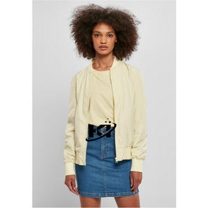 Chaqueta de satén básica Vintage de otoño para mujer al por mayor, chaquetas de satén cómodas ligeras, amarillo suave de secado rápido con cremallera - Product Image 1