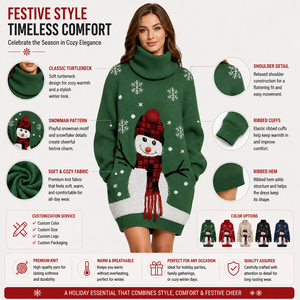 FNJIA Women Turtleneck Knit <strong>Christmas</strong> Sweater Women <strong>Dress</strong> Snowman Snowflake Jacquard Long Sleeve Holiday Party Outfit - Product Image 4