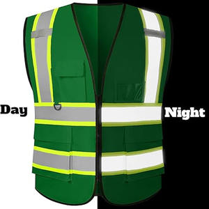 Chaleco reflectante de doble cara, personalizado, con múltiples bolsillos, ropa de seguridad reflectante, impermeable, chaleco de alta visibilidad, chaquetas verdes de seguridad - Product Image 4