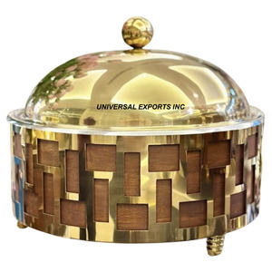 Marmite arabe en acier inoxydable finition argentée avec dôme intérieur en bois Casserole en métal faite à la main de qualité supérieure - Product Image 4