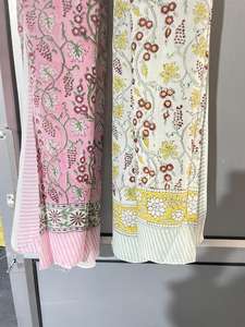 Lightweight Eco-Friendly Hand Block Printed Floral Cotton <b>Shawl</b> Traditional <b>Indian</b> Design Scarf - Product Image 4