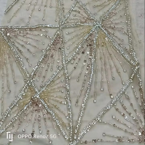 Meilleur prix 100% Polyester tissu perlé de luxe avec Zircon fait à la main fournisseur indien vêtements faisant tissé et motif de maille - Product Image 1