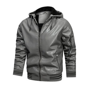 Chaqueta de trabajo de invierno para hombre de cuero con capucha primavera otoño a prueba de viento nueva chaqueta impermeable gruesa para montar en motocicleta - Product Image 4