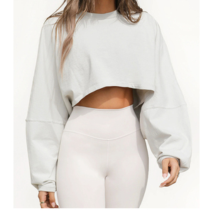 Sweat à capuche imprimé bouffant 3d en coton et polyester coupe régulière Hem Raw Edge Bottom Cropped Hoodie - Product Image 3