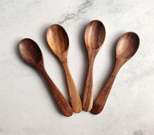 ชุดช้อนสมูทตี้โรสวู้ดแกะสลักด้วยมือพร้อมกระจกเหล็ก - Product Image 1