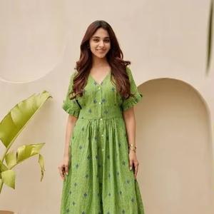 Vestido informal de algodón orgánico hecho a mano para mujer, vestido bohemio con estampado Floral a la moda para verano, regalo de San Valentín - Product Image 1