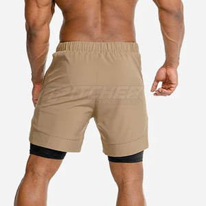 Pantalones Cortos de Dos Capas de Venta Directa de Fábrica, Talla Grande, Deportivos, Sólidos, Casuales, de Cintura Media, Secado Rápido, Ecológicos y Ligeros - Product Image 2