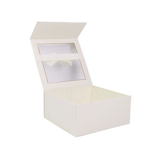 Cajas de papel de arte plegables magnéticas con logotipo personalizado de gama alta con cinta y ventana para regalo y embalaje de cosméticos - Product Image 4