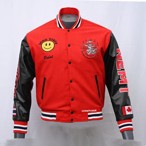 แจ็คเก็ตบอมเบอร์แจ็คเก็ตหนังขนแกะของผู้ชายแจ็คเก็ตฤดูหนาวมีฮู้ดตัวอักษรทีมโรงเรียน - Product Image 5