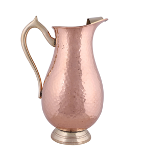 Jarra de Agua de Cobre Martillado Elegante con Asa de Latón y Base Mate para una Hidratación Ayurvédica Premium - Product Image 1