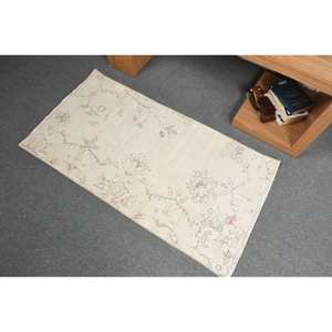 Alfombra de lana turca Beige Vintage de 2,2x4,1 pies, hecha a mano, clásica, área grande, Patchwork, rectángulo abstracto, látex para pasillo, alfombra para habitación - Product Image 4