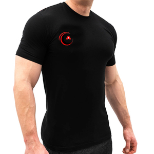 <strong>Custom</strong> Printed Men's Slim Fit Casual Gym Sports T-Shirt Breathable 90% Cotton 10% Spandex Black Short Sleeves <strong>Pattern</strong> Spring - Product Image 3