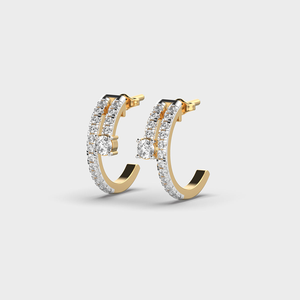 Luxury 18K Gold Plated Diamond <b>Huggie</b> Earrings Round Brilliant Cut Channel Setting Women's Everyday Wear - Product Image 1